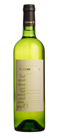 Green wine bottle with a visible label on a white background