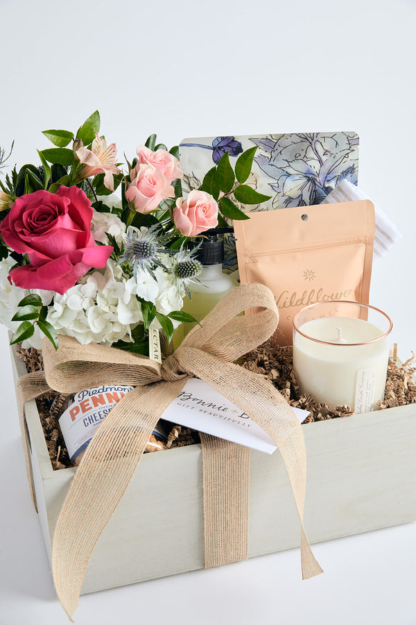 Charlotte North Carolina curated gift box with flowers