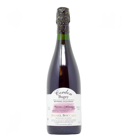 A bottle of Gordon Bugey Daniel Boccard Champagne on a plain white background.