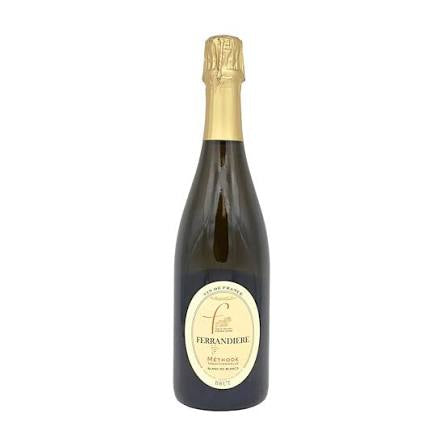 A bottle of Fernandiere Methods sparkling wine with a dark glass body, gold foil at the neck, and a cream-colored oval label, shown against a plain white background.