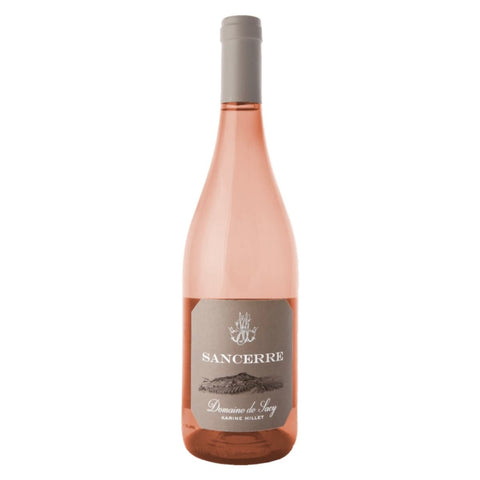 A bottle of Sancerre rosé wine with a gray label and gray screw cap, shown on a plain white background.