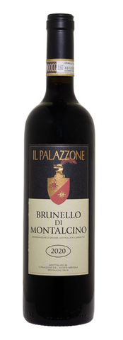Wine bottle of Il Palazzzone Brunello di Montalcino 2020 on a white background