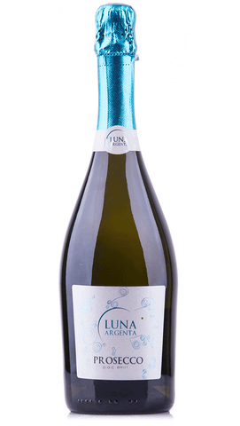 Bottle of Luna Argenta Prosecco on a white background