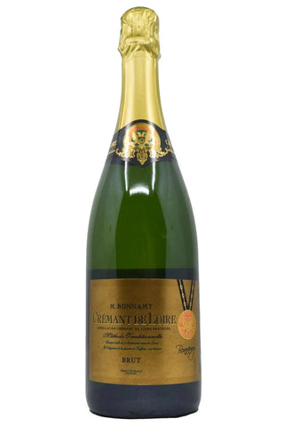 A bottle of M. Bonnavy Cheminant de Loire Brut sparkling wine, featuring a dark green glass bottle, gold foil neck wrap, and a gold-colored paper label.