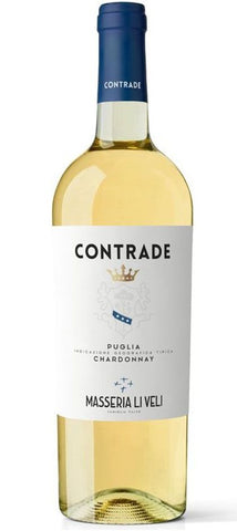 A bottle of MASSERIA LI VELI CONTRADE CHARDONNAY PUGLIA