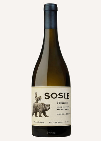 A bottle of Sosie Wines Roussanne, Vivio Vineyard Bennett Valley 2022
